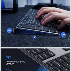 AUSDOM Wireless Bluetooth Keyboard - Full Size, Quiet, Slim, Multi-Device, Rechargeable, Low Profile, Silent, Flat, Universal Keyboard with Number Pad