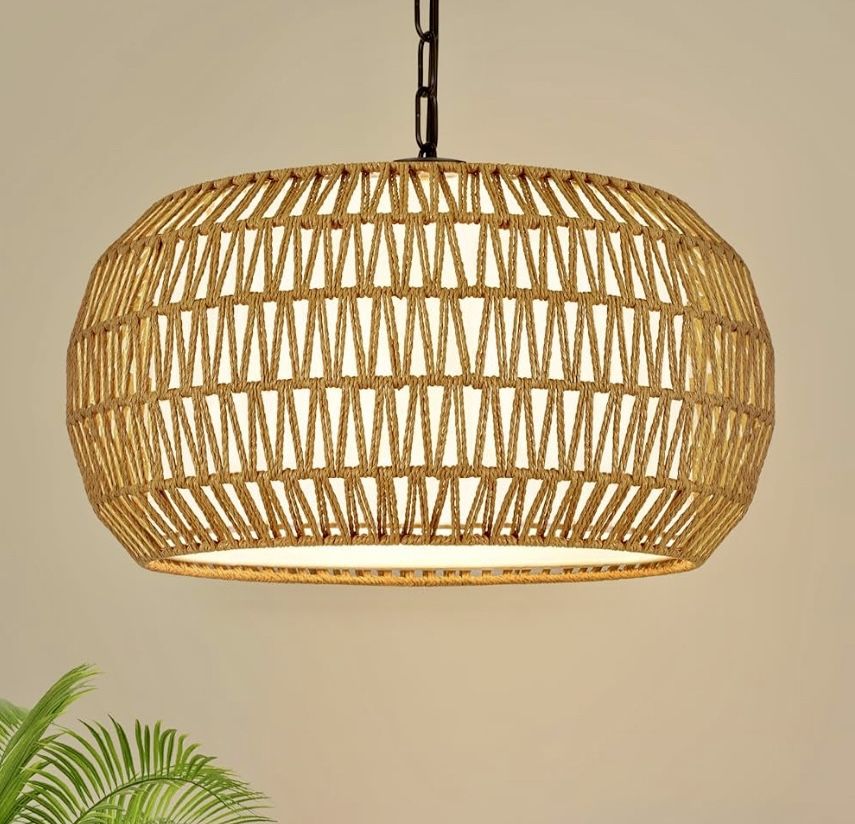 19" Rattan Chandelier