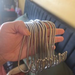 Approx. 20 Stainless Steel S Shaped Hooks. Kitchen, garage,  closet.  Etc