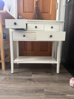White Console Table with 5 Drawers