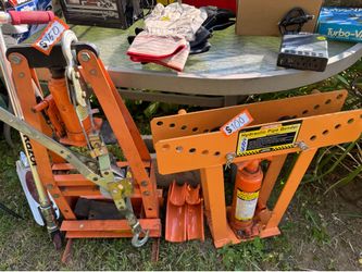 Heavy duty tools hydraulic pipe bender, press jack, come-along.