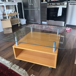 Lovely Coffee Table With Glass Top And Storage 