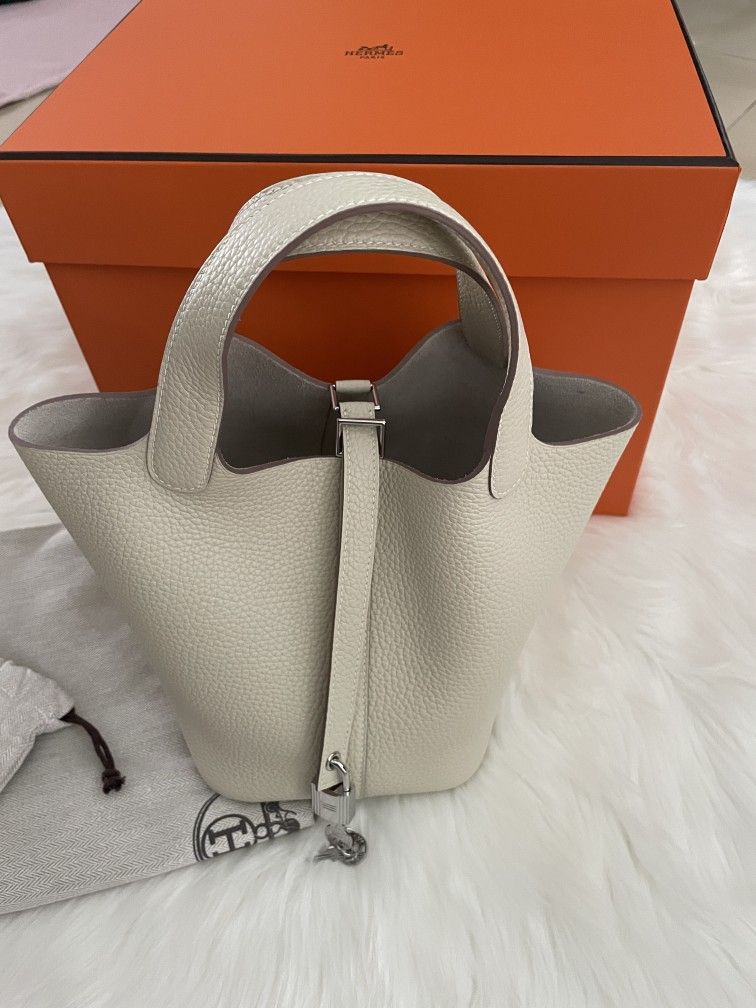Hermes Taurillon Clemence Picotin Lock 18 Beton Handbag