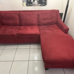 Red Sectional Sleeper Couch w/ Chaise & Mattress