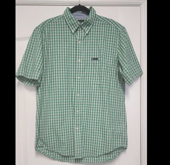 Chaps Men's Button Down Shirt Green  Short Sleeve Size Medium