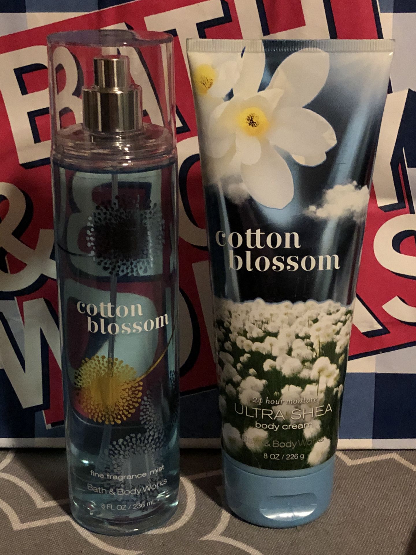 Cotton Blossom Fine Fragrance Mist and Ultra Shea Body Cream. Sold Online Only. Sold As A Set. $9.50 By Bath And Body Works. See Description