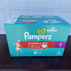 New Box Of 116 Size 4 Pampers Cruisers 360 Diapers 