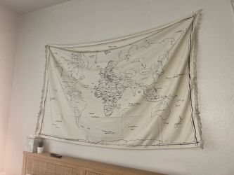 Urban Outfitters Hand-Drawn World Map Tapestry