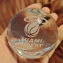 Miami Heat Crystal Basketball Paperweight 