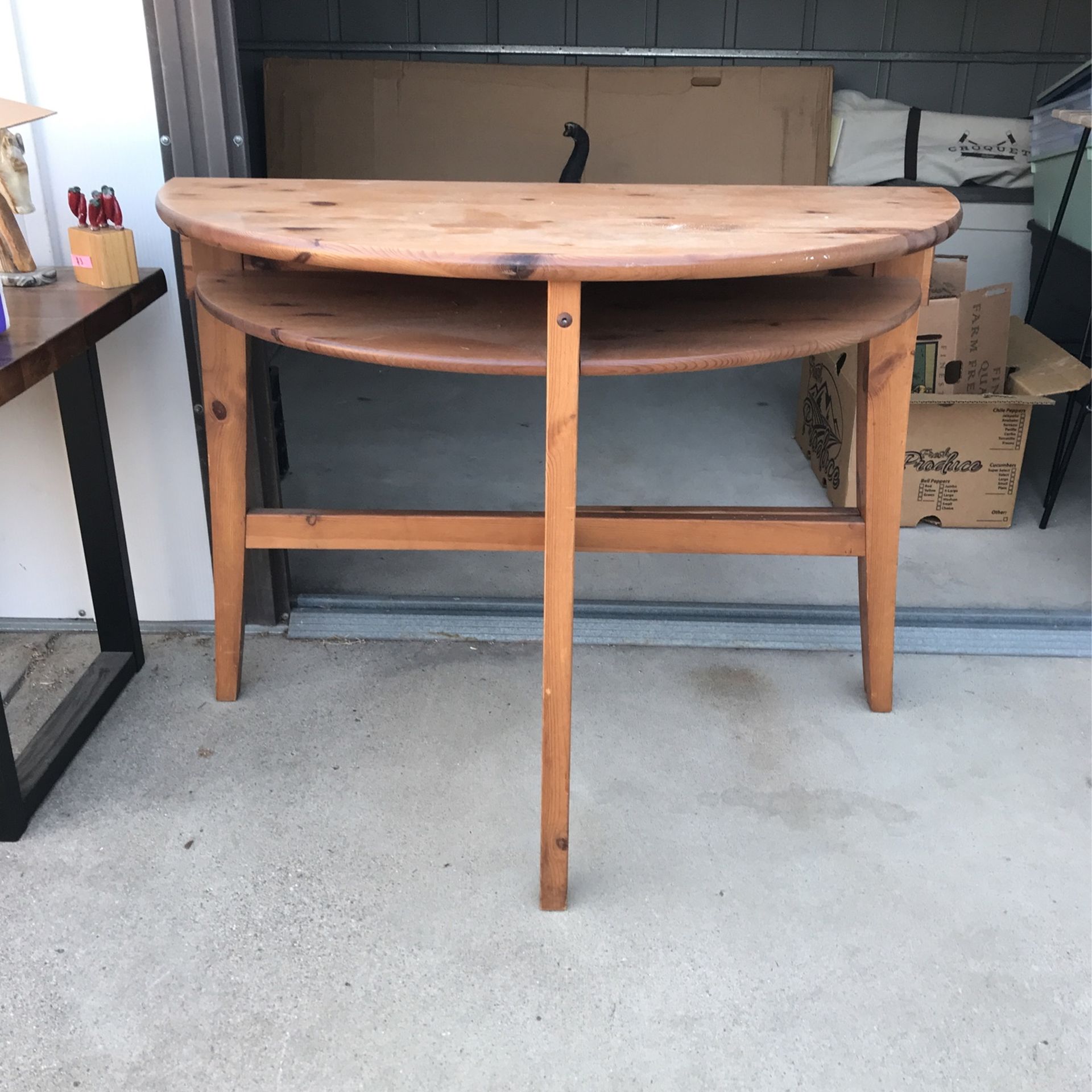 small half moon wooden table