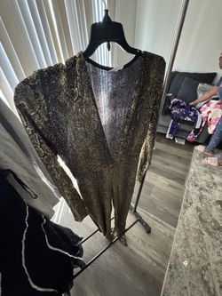   women’s gold glittery jumpsuit size l