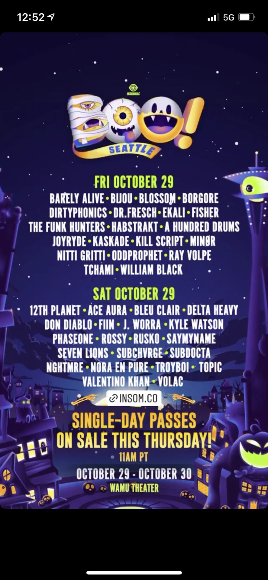 BOO SEATTLE festival Oct. 29th-30th