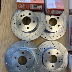 Mercedes C300 08-12 Front & Rear Drill Slot Rotors Ceramic Brake Pads 