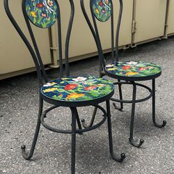 Beautiful ornate ceramic patio chairs