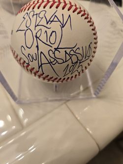 Estevan Oriol And Mister Cartoon Autographed Baseball Mint Guaranteed Authentic. 