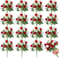  16 Bunches 12 Inch Artificial Mini Rose Bouquet 160 Heads Bridal Flower Bouquets Fake Silk Rose Bulk for Wedding Bridal Shower Christmas Home O