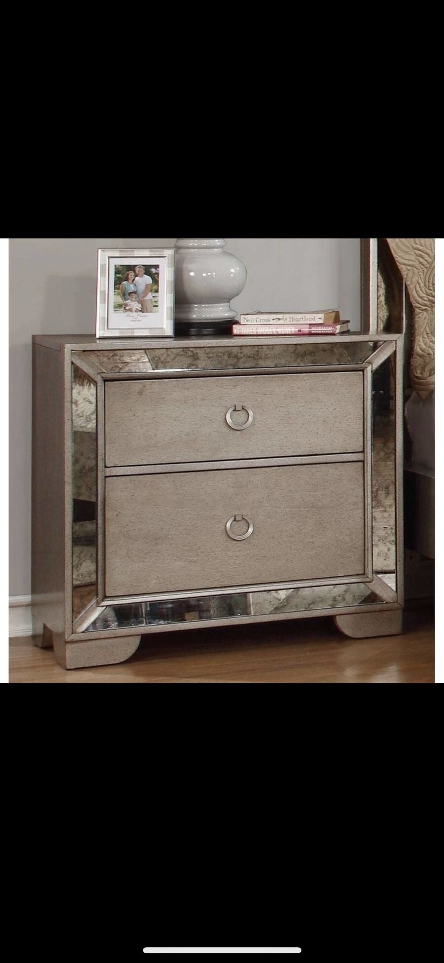 Ava Z Gallerie mirrored nightstand