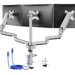 Moniter Mount - Silver, Gaming Work Adjustable Computer Stand