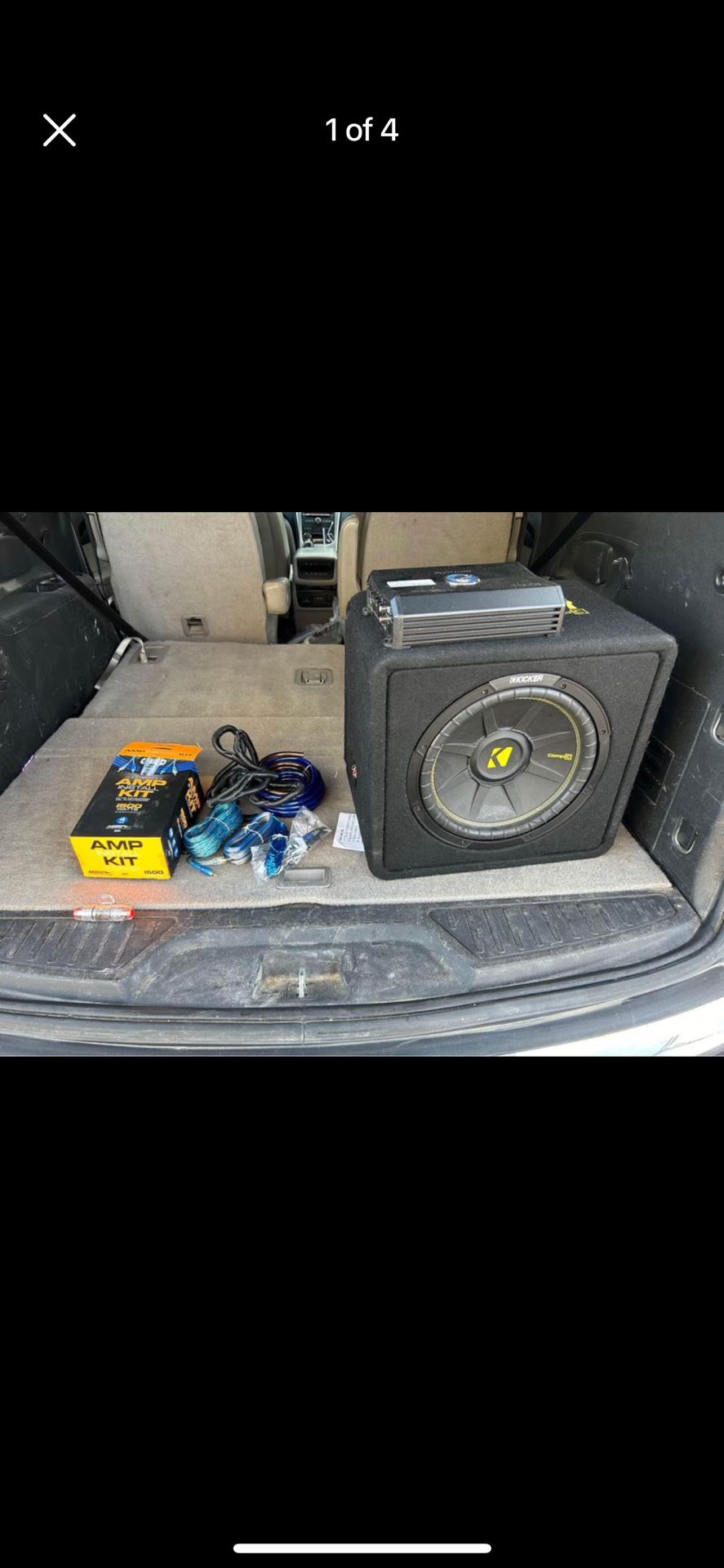 12’ Subwoofer And A 1500 Watt Amp With All The Wires 