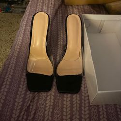 Clear & Black Heels Size 9