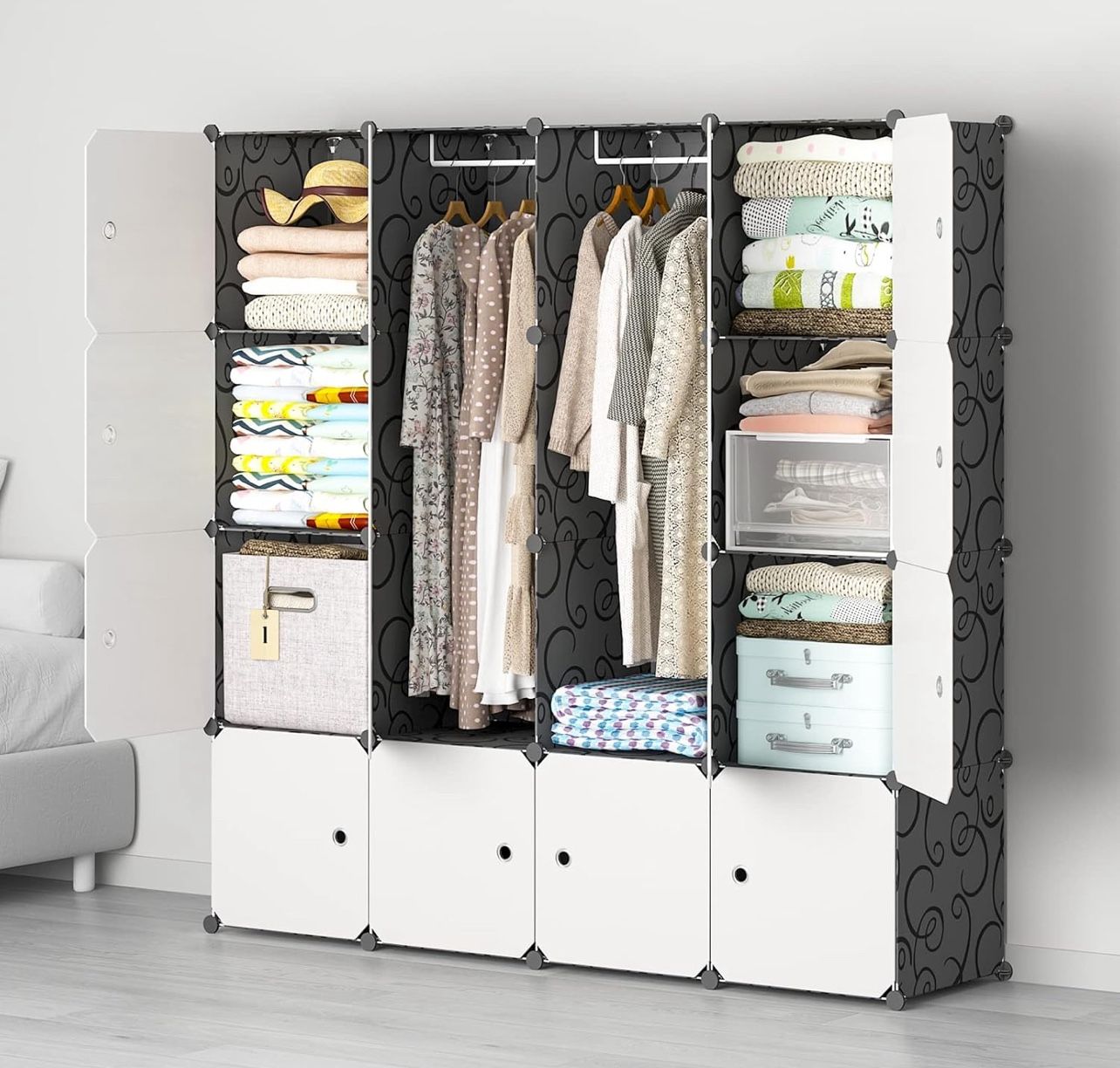 Portable Wardrobe Closets - 14"x18" Depth (16 Cubes W(72)