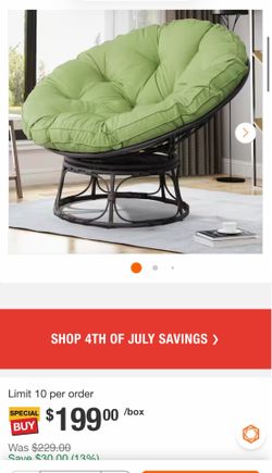 Patio Wicker Outdoor Papasan Lounge Chair with Green Cushion