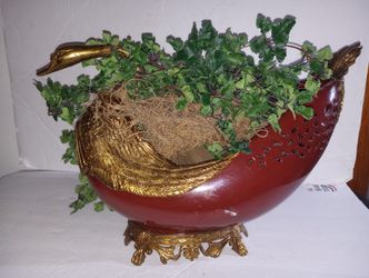 French Style Patinated Bronze & Crackle Glaze Centerpiece