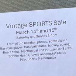Garage Sale-vintage Sports Sale