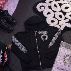Chrome Hearts Black And White Zip Up Size S