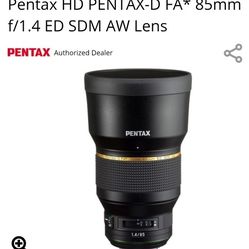 Pentax 85mm f1.4