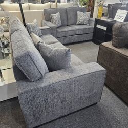 Brand New Gray Chenille Sofa + Loveseat 2PCs Set