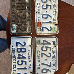 (4) Retired CT Camper Trailer Car License Plates 