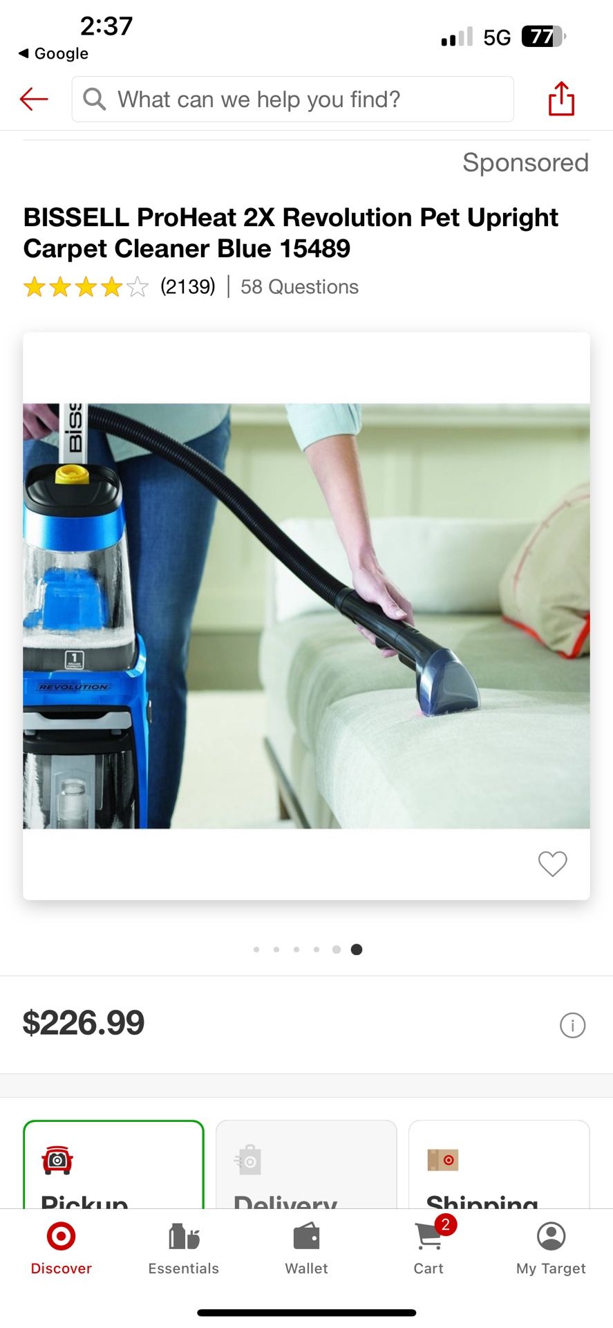 BISSELL ProHeat 2X Revolution Pet Upright Carpet