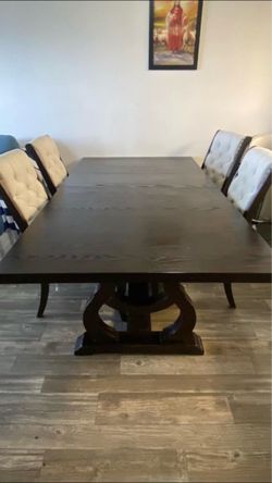 Dark Wood Pedestal Dining Table