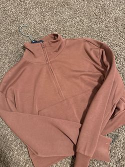 brown cropped zip up