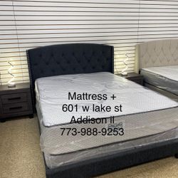 Queen Bed 🛏️ Headboard Frame Mattress And Box Spring All Included Brand New Same Day Delivery 🚚 Or Store Pickup 