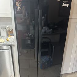 Black Side By Side Whirlpool Refrigerator 