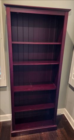 Coaster Dark cherry Tall Wood Bookcase with 5 Shelves