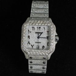 Cartier Santos - Iced Out - 11ct Diamonds - Arabic Numerals - Men's Watch