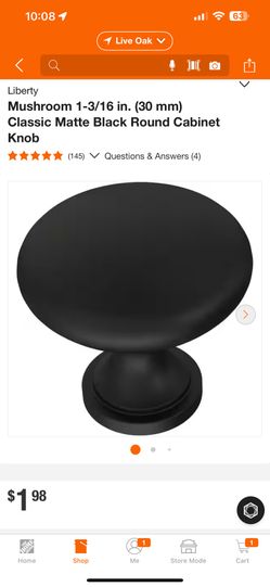 Matte Black Cabinet Knobs (50)