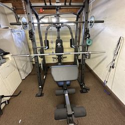 Vesta Fitness Smith Machine 1001 w/Bench Attachment | 230lb Bumpers Olympic Weights | 7ft Olympic Bar | Fitness | Gym Equipment | FREE DELIVERY 🚚 