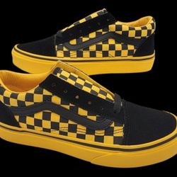 VANS Old Skool Mono/check, Yellow/black UNISEX Size 3.5 M Usa 