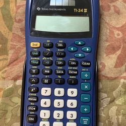 The item shown is a Texas Instruments TI-34 II scientific calculator.  Power Source: Dual power using both solar energy and batteries. 