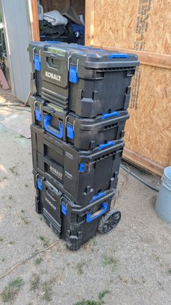 Kobalt Case stack and 2 Drawer Lockable Tool Box with 20in Tote
