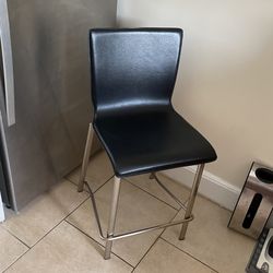 Crate And Barrel Black Leather Bar Stools