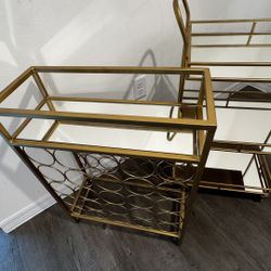 Metal Gold Mirrored Bar Set Wine Bottle Holder