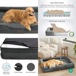 XXL Orthopedic Dog Bed - Washable Great Dane Dog Sofa Beds for Giant Dogs, Supportive Foam Pet Couch Bed with Removable Washable Cover, Waterproof Lin