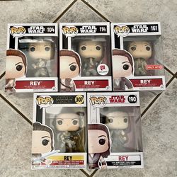 Funko Pop Star Wars Rey Lot of 5 vintage Vinyl Figures #104 #114 #161 #307 #190