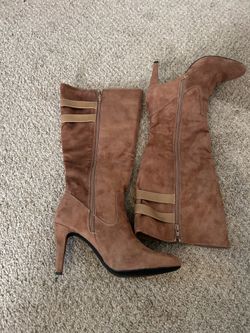 Brown boots high heel