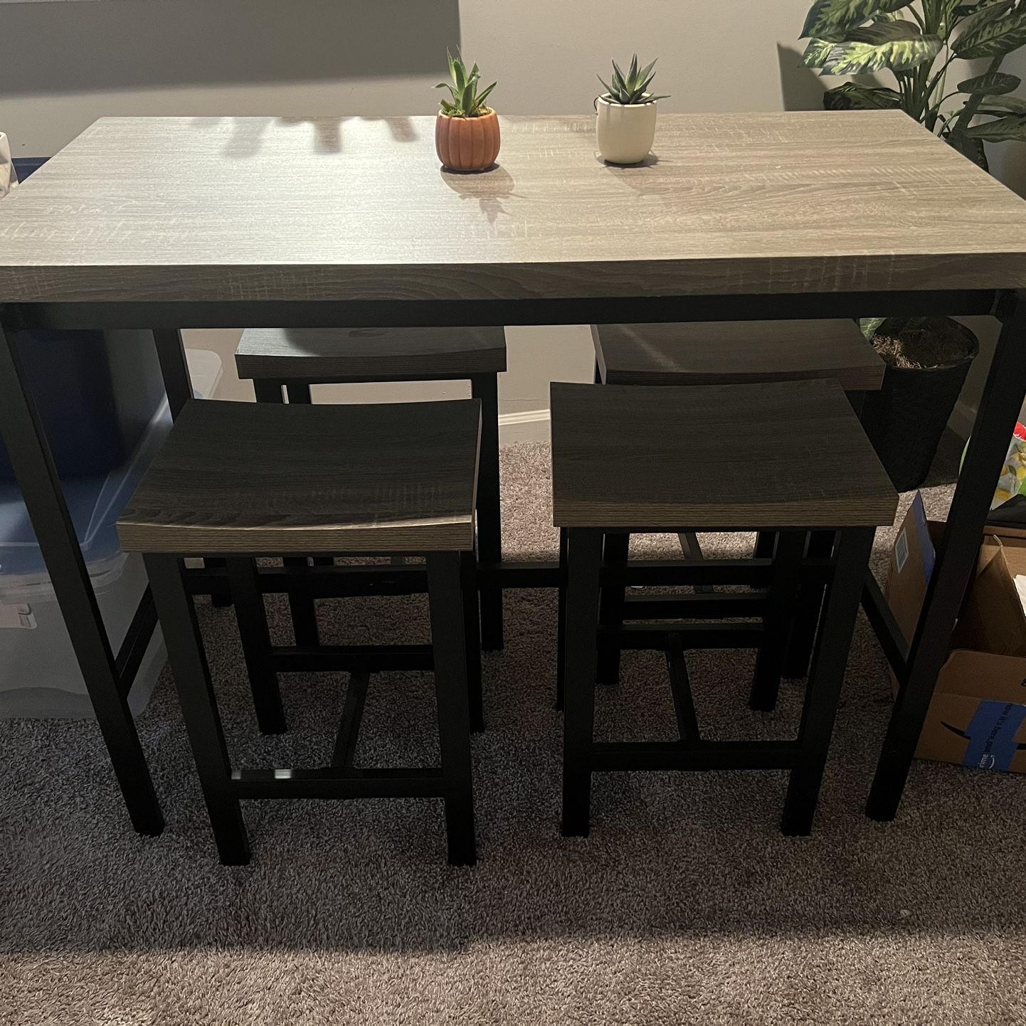 NEED GONE ASAP Laminate Wood Table With Counter height Stools
